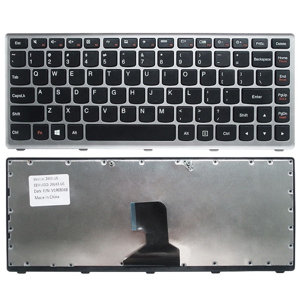 کیبرد لپ تاپ لنوو Lenovo IdeaPad Z400 P400 Laptop Keyboard فریم نقره ای