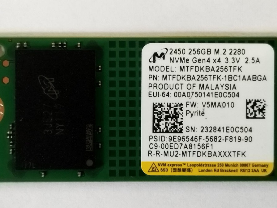 اس اس دی رو دستگاهی  SSD 256GB M.2 2280 ظرفیت 256 گیگابایت